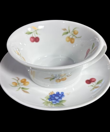 【2客揃】 White Shadow JAPAN カップ&ソーサー フルーツ柄 HOYA CHINA マグカップ 紅茶 コーヒー カップ 茶器 昭和 レトロ アンティーク