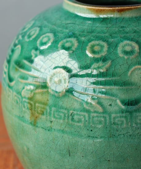 壺 緑 中国雑貨 陶器 骨董品