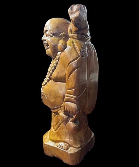 木彫り 布袋尊 七福神 木製 布袋様 商売繫盛 縁起物 彫刻 仏像 古美術 インテリア 置物 オブジェ 骨董品 アンティーク