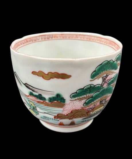 【5客セット】 古伊万里 湯呑み 金彩 松竹梅 山水風景図 色絵 蕎麦猪口 和食器 時代物 陶器 骨董品 アンティーク