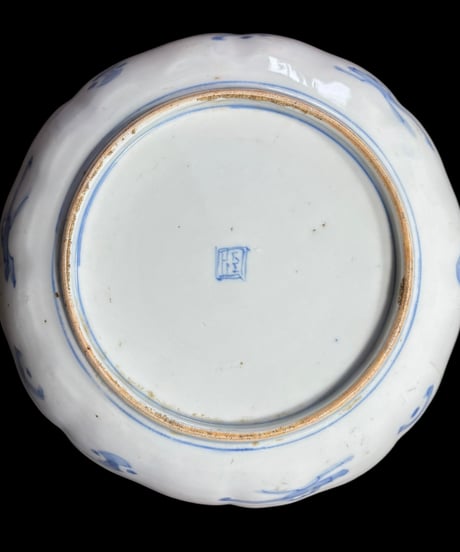 古伊万里 色絵【窓絵竹草花文】大皿 丸皿 盛り皿 飾り皿 和食器 古美術 和食器 骨董品 アンティーク