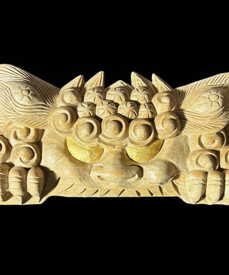 【2枚セット】彫刻 獅子噛み 山車 お宮 神興 欄間 書院 社寺仏閣 古民家建具等 彫刻部材 彫刻パーツ 置物 獅子 飾り 魔除け お祭り 縁起物 木彫り 天然木 工芸品