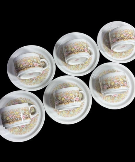 【6客揃】Noritake カップ&ソーサー 花柄 ノリタケ 日本陶器会社 マグカップ 紅茶 コーヒー カップ 茶器 昭和 レトロ アンティーク
