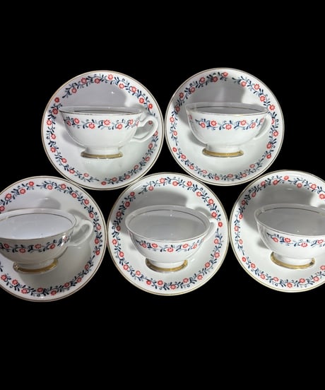 【5客揃】 Nissei China カップ&ソーサー 花柄 ニッセイ マグカップ 紅茶 コーヒー カップ 茶器 昭和 レトロ アンティーク