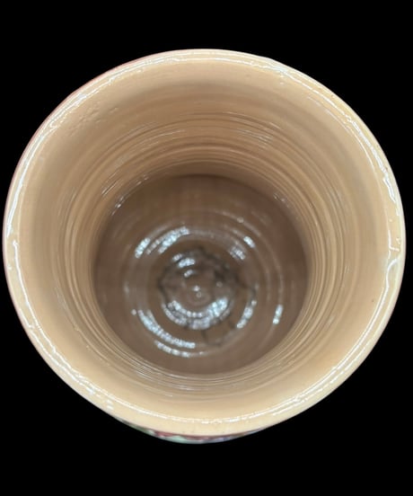 イタリア製 手描き 花瓶 花柄 丸形 フラワーベース 花入れ 花器 陶器 インテリア 骨董品 アンティーク