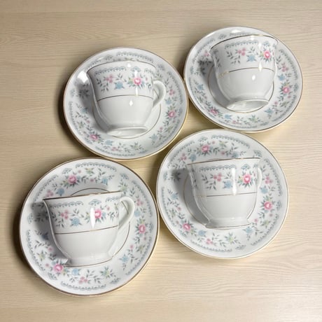 【4客揃】オールドノリタケ カップ&ソーサー 花柄 ノリタケ 日本陶器会社 マグカップ 紅茶 コーヒー カップ 茶器 昭和 レトロ アンティーク