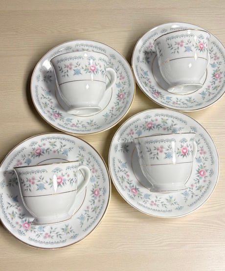 【4客揃】オールドノリタケ カップ&ソーサー 花柄 ノリタケ 日本陶器会社 マグカップ 紅茶 コーヒー カップ 茶器 昭和 レトロ アンティーク