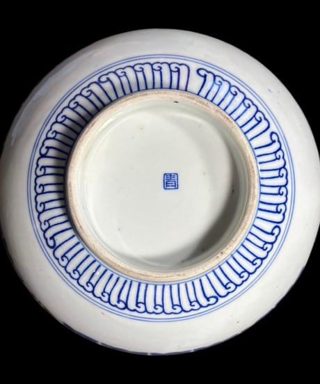 【現品限り!!】伊万里 大鉢 青 [窓絵松竹梅草花文] 金彩 赤絵 色絵 鉢 丸皿 盛り皿 飾り皿 古伊万里 古美術 明治 和食器 骨董品 アンティーク