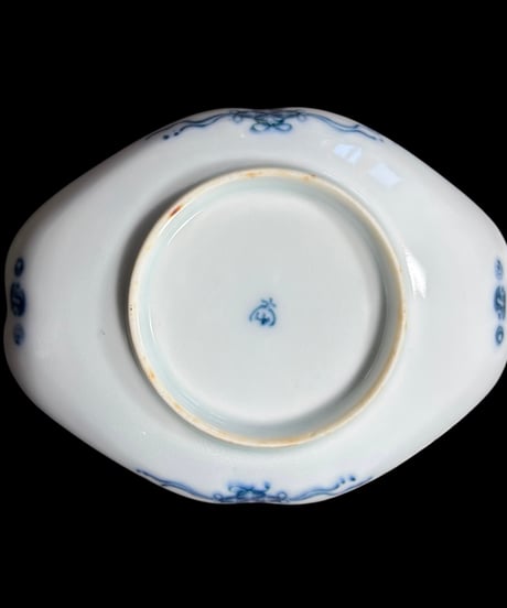 【2客セット】古伊万里 染付 菱形変形皿 [山水風景絵] 鉢 取り皿 盛り皿 飾り皿 伊万里 和食器 骨董品 アンティーク