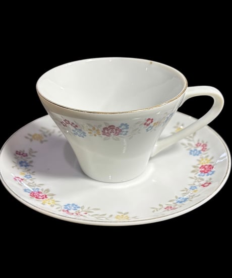 【4客揃】TOSEN カップ&ソーサー 花柄 マグカップ 紅茶 コーヒー カップ 器 茶器 昭和 レトロ アンティーク
