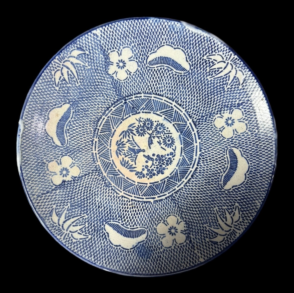 古伊万里 染付 細塵染 唐草印章 蛇目 丸皿 平皿 取り皿 盛り皿 飾り皿