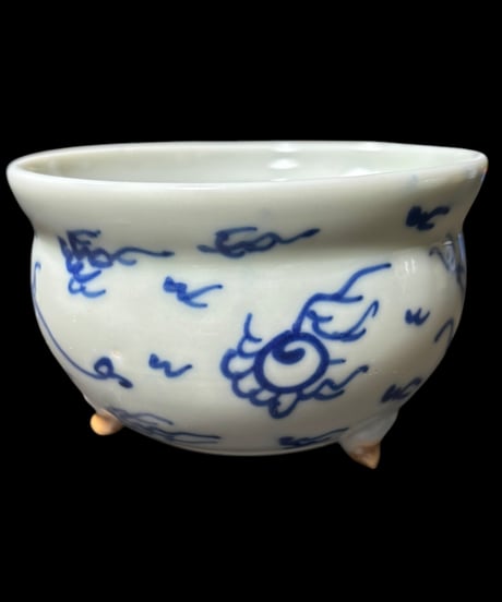 壺 龍 中国雑貨 染付 フラワーベース 花瓶 花入れ 丸壺 花器 陶器 中国 シノワズリ 古美術 骨董品 アンティーク