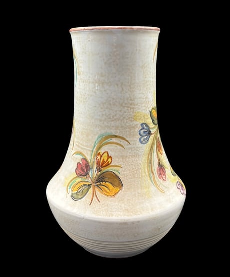 イタリア製 手描き 花瓶 花柄 丸形 フラワーベース 花入れ 花器 陶器 インテリア 骨董品 アンティーク