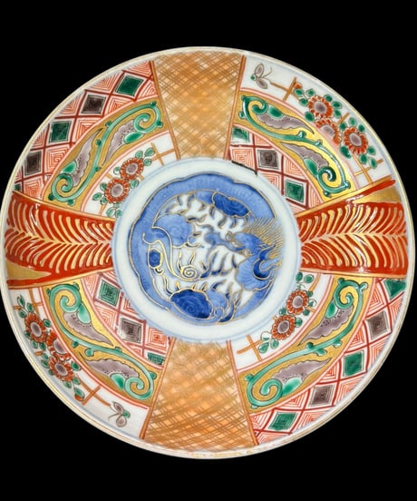 伊万里 金彩 赤絵 [龍草花文] 色絵 平皿 丸皿 取り皿 飾り皿 和食器 昭和 古伊万里 陶器 骨董品
