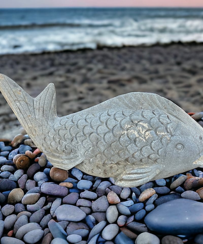 鯉 [大] ガーデンオブジェ 石材彫刻工芸 石置物 彫刻物 石魚 魚