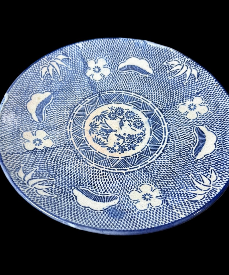 古伊万里 染付 細塵染 唐草印章 蛇目 丸皿 平皿 取り皿 盛り皿 飾り皿 古伊万里 染付 細塵染 唐草印章 蛇目 丸皿 平皿 取り皿 盛り皿 飾り皿