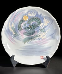 西暦弐千年謹製 深川製磁 有田焼 絵皿 龍 辰 色絵 干支 プレート 丸皿 取り皿 飾り皿 縁起皿 骨董品 アンティーク