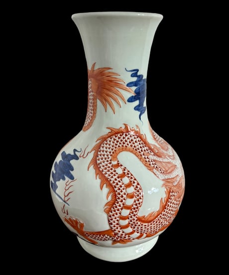 紅龍 壺 中国雑貨 フラワーベース 花瓶 花入れ 花器 陶器 古美術 骨董品