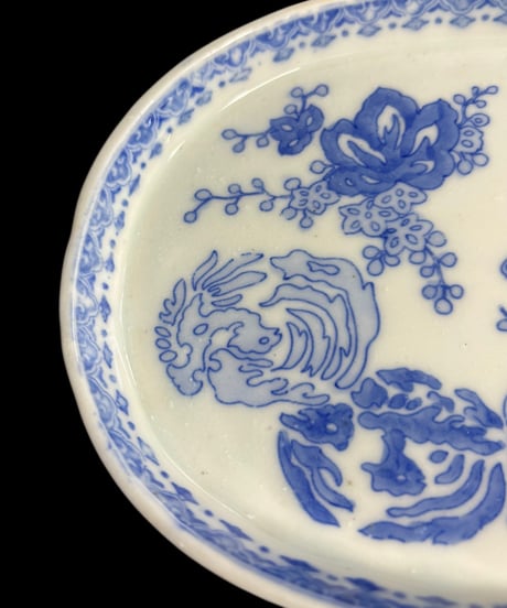 【2客セット】古伊万里 絵皿 [鳳凰草花文] 銘あり 小皿 丸皿 取り皿 盛り皿 飾り皿 江戸 昭和初期 和食器 骨董品 アンティーク