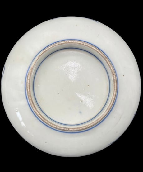 古伊万里 金彩 染付 大鉢 鶴扇面図 取り皿 飾り皿 伊万里 陶器 時代物 骨董品 アンティーク