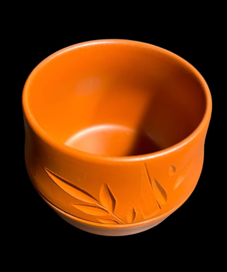 【2客セット】常滑焼 朱泥 向付 [竹の葉] 湯呑み 茶器 茶碗 茶道具 器 陶器 骨董品