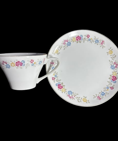 【4客揃】TOSEN カップ&ソーサー 花柄 マグカップ 紅茶 コーヒー カップ 器 茶器 昭和 レトロ アンティーク