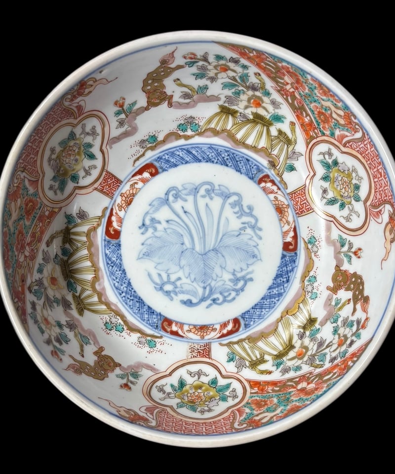 現品限り!!】2組鉢 伊万里 獅子草花文図 金彩 赤絵 色絵 鉢 丸皿 盛り