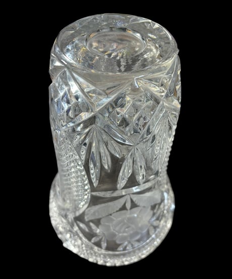 クリスタルガラス 花瓶 フラワーベース クリスタル 硝子 花入れ 花器 陶器 インテリア 昭和 レトロ 骨董品 アンティーク