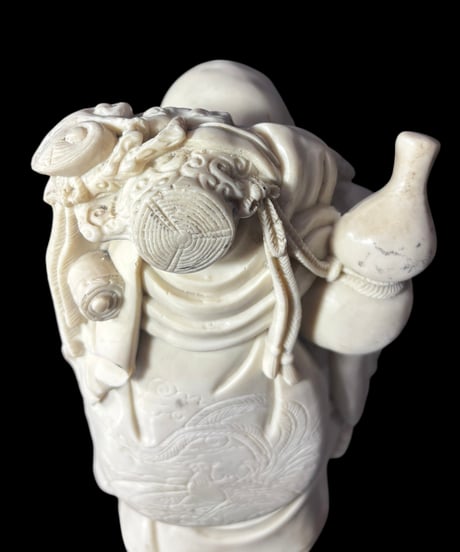 白材 布袋尊 七福神 布袋様 開運 縁起物 彫刻 仏像 象牙風 古美術 インテリア 置物 オブジェ 骨董品 アンティーク