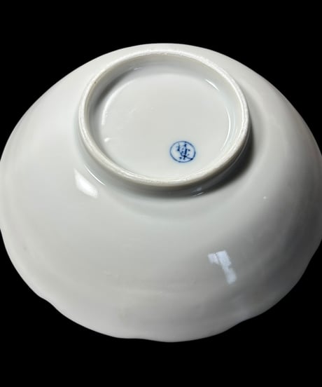 【5客セット】林泉 丸皿 ブルー 草花鳥絵 なます皿 取り皿 盛り皿 飾り皿 和食器 骨董品 アンティーク