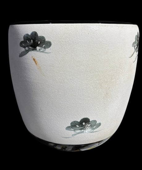 火鉢 松 モノトーン 金魚鉢 睡蓮鉢 壺 陶器 時代物 古道具 昭和 レトロ 骨董品 アンティーク