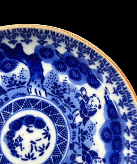 古伊万里 染付 唐子松竹梅文図 丸皿 平皿 取り皿 盛り皿 飾り皿 和食器 時代物 骨董品 アンティーク
