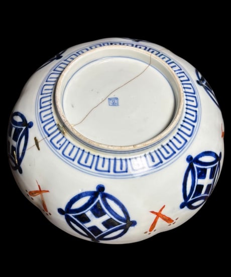 古伊万里 大鉢 [松竹梅風景山水図] 錦手 金彩 色絵 鉢 取り皿 飾り皿 明治 和食器 伊万里 陶器 骨董品 アンティーク