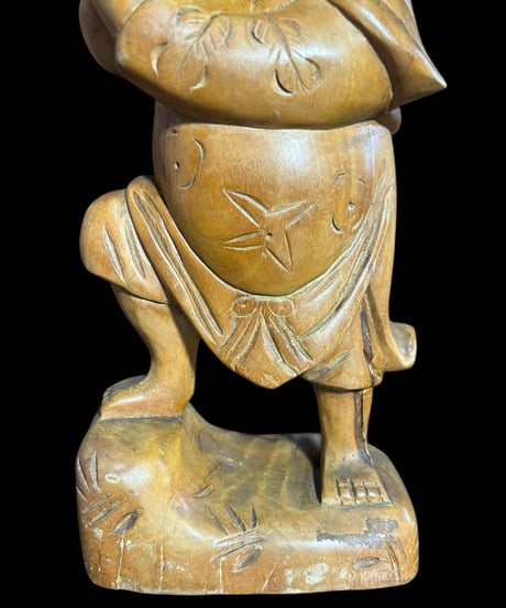 木彫り 恵比寿 七福神 木製 恵比寿様 商売繁盛 開運 縁起物 彫刻 仏像 古美術 インテリア 置物 オブジェ 骨董品 アンティーク