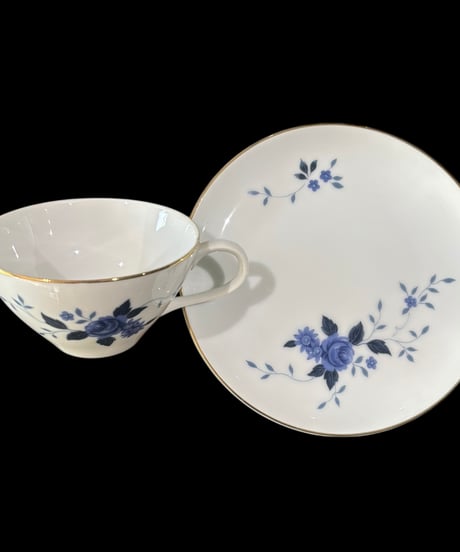【3客揃】NARUMI ナルミ カップ&ソーサー 青バラ マグカップ 薔薇 紅茶 コーヒー カップ 器 茶器 昭和 レトロ アンティーク