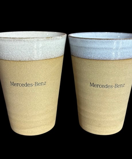 【2客セット】メルセデスベンツ 橘 ペアグラス タンブラー コップ 食器 陶器 美術品 レトロ アンティーク