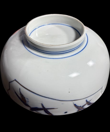 伊万里 大鉢 [鶴草花文] 金彩 色絵 大皿 丸皿 鉢 盛り皿 飾り皿 古伊万里 古美術 和食器 骨董品 アンティーク