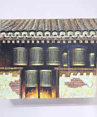 油絵【風景絵】中国雑貨 油彩 額装 壁掛 絵画 色絵 中国 民国 古美術 雑貨 インテリア アンティーク コレクション