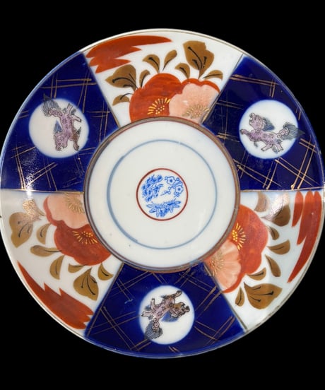 古伊万里 肥 絵皿 [窓絵獅子松竹梅文] 金彩 色絵 平皿 丸皿 盛り皿 飾り皿 古伊万里 古美術 和食器 骨董品 アンティーク