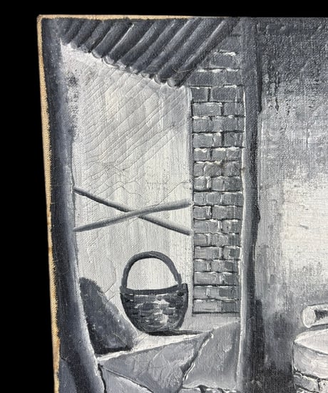 油絵【風景絵】中国雑貨 油彩 額装 壁掛 絵画 色絵 中国 民国 古美術 雑貨 インテリア アンティーク コレクション