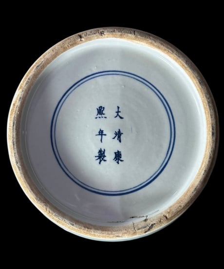 大清康熙年製 蓋付き 花瓶 葡萄 リス 時代物 壺 中国 フラワーベース 花瓶 丸壺 花器 陶器 古美術 骨董品 アンティーク