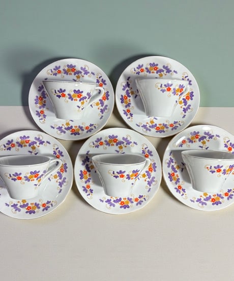 【5客揃】 fancy China カップ&ソーサー 花柄 マグカップ 紅茶 コーヒー カップ 茶器 昭和 レトロ アンティーク