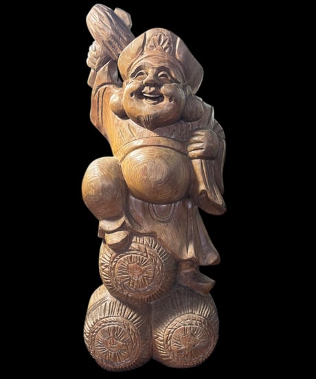 木彫り 大黒天 七福神 木製 大黒様 恵比寿 開運 縁起物 彫刻 仏像 古美術 インテリア 置物 オブジェ 骨董品 アンティーク