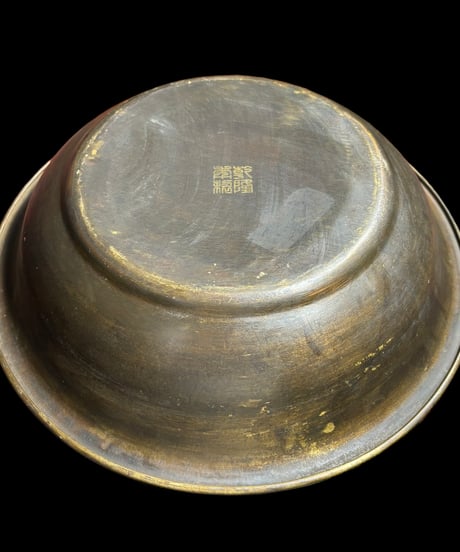 中国雑貨 銅盆地 [龍 蓮 鯛 人物 風雲] ボウル 盆地 洗浄 中国 レトロ 骨董品 アンティーク