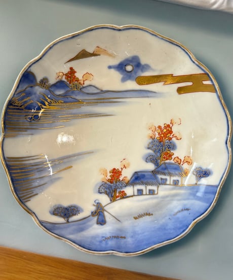 古伊万里 金彩 色絵 [富士 梅 人物 風景絵] 明治大正 平皿 丸皿 小皿 なます皿 取り皿 飾り皿 和食器 骨董品