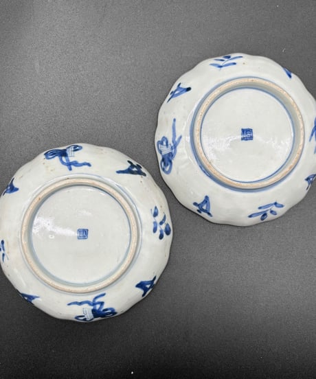 一式揃 江戸期 古伊万里 色絵 赤絵 草花文図 小皿 茶碗 大皿 裏印 取り皿 飾り皿 和食器 陶器 骨董品 アンティーク