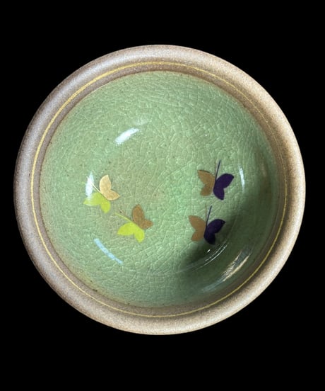 【5客セット】陶彩 蝶柄 小鉢 蝶 取り皿 小皿 平皿 丸皿 豆皿 和食器 骨董品 アンティーク
