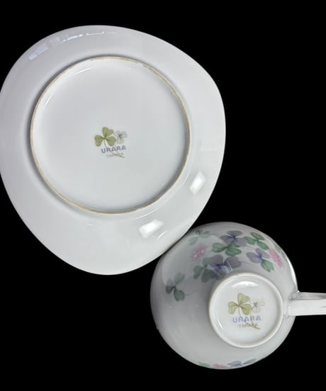 【4客揃】URARA YAMAKA カップ&ソーサー クローバー マグカップ 紅茶 コーヒー カップ 茶器 昭和 レトロ アンティーク