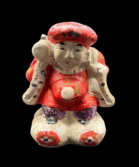 大黒天 土人形 七福神 大黒様 縁起物 開運 縁起物 仏像 古美術 仏教美術 インテリア 置物 オブジェ 骨董品 アンティーク