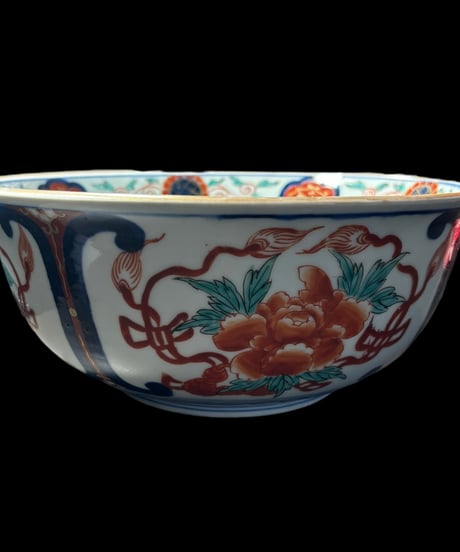 古伊万里 大鉢 [鳥 草花文絵] 色絵 鉢 丸皿 取り皿 飾り皿 和食器 江戸 伊万里 陶器 骨董品 アンティーク